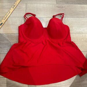 SWIM BY CACIQUE WOMENS RED 38F BANDEAU TANKINI SWIM TOP